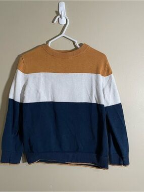 H&M - Boy’s Colorblock Crewneck Sweater - Mustard, White, Navy